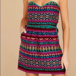 Medium Women' Colorful Multi Print Strapless dress